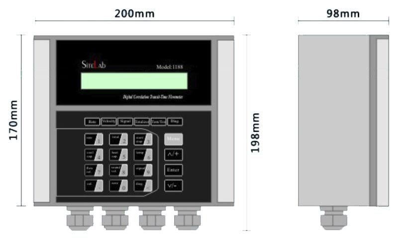 SiteLab SL1188 flowmeter Transmitter dimensions