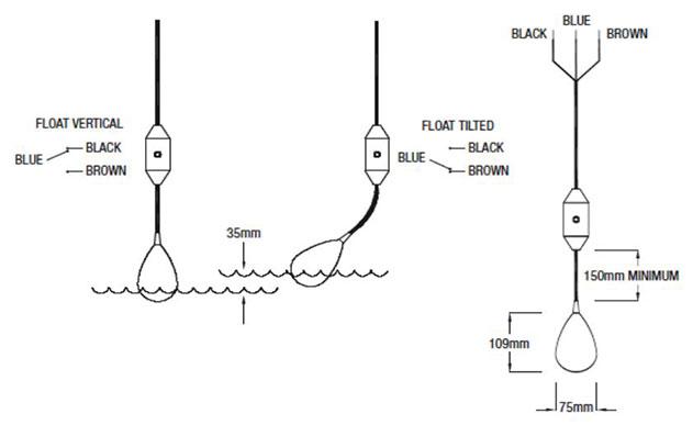 Kelco K Series Level Regulating Switch Operating Dimensions