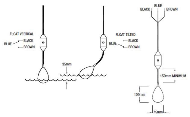 Kelco K Series Level Regulating Switch Operating Dimensions