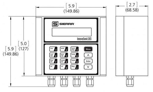 InnovaSonic 203 transmitter dimensional drawing