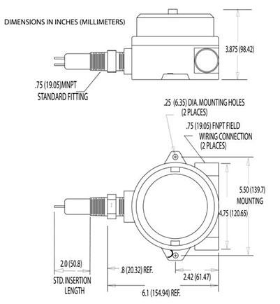 Sierra InnovaSwitch 615 Level Switch Product Dimensions from Procon Instrument Technology